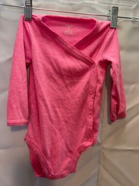 Carter's Hot Pink Long-Sleeve Wrap One-Piece Bodysuit